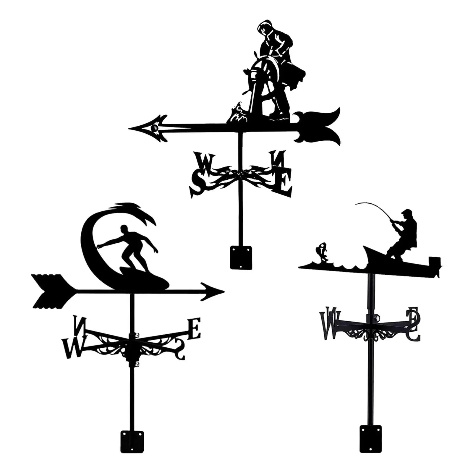 Decorative Metal Wind Direction Indicator Iron Art Ornament for Lawn, Yard,