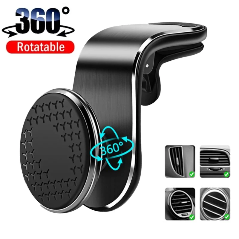 

Magnetic Car Phone Holder Air Vent Clip Mount 360° Rotation Mobile Bracket GPS Cell Phone Stand in Car For IPhone Samsung Huawei