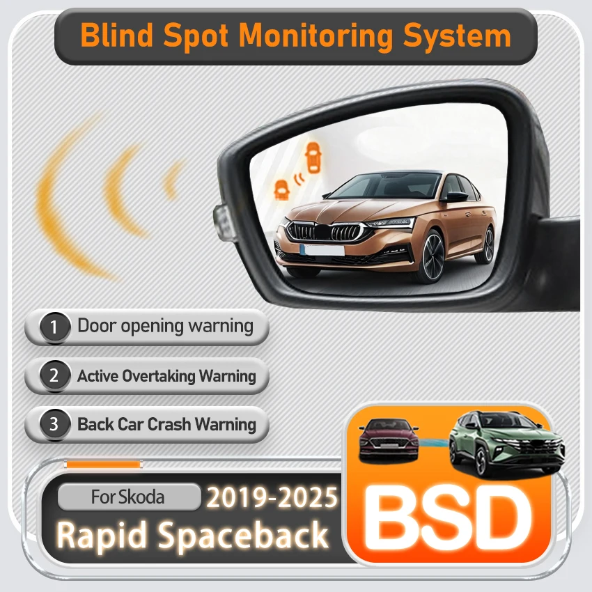 Car Mirror BSD BSM BSA Blind Spot Assist System Radar Detector For Skoda Rapid Spaceback 2018 2019 2020 2021 2022 2023 2024 2025