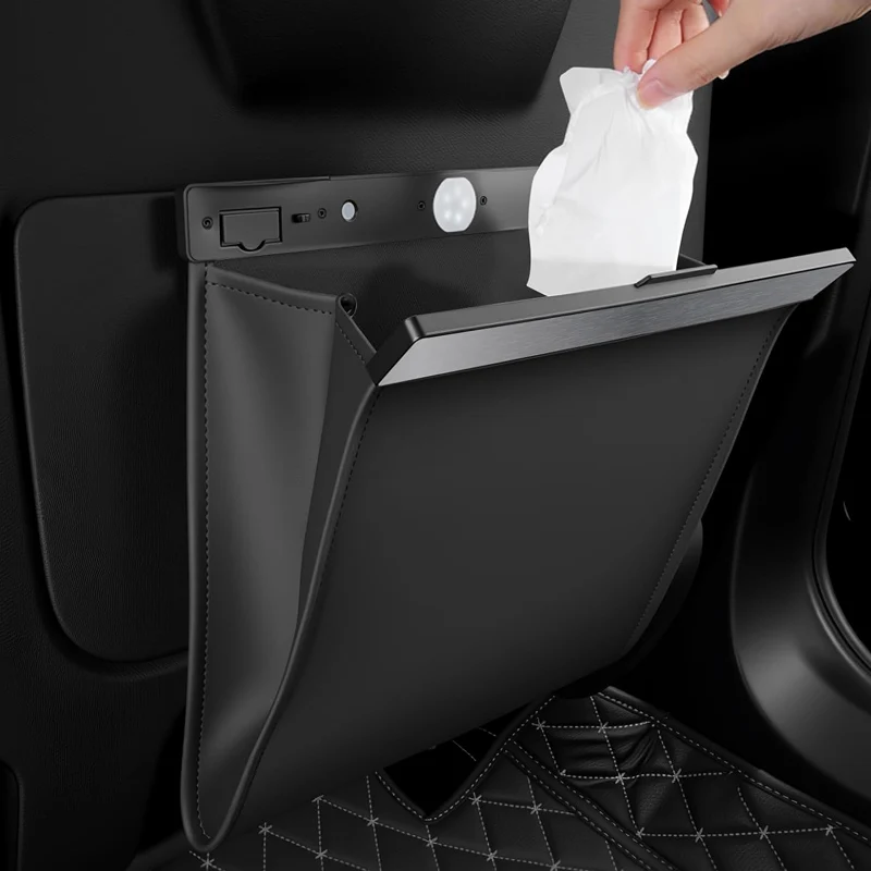 

Car Leather Trash Can Auto Back Seat Trash Bag Trash Basket Storage Bag For BMW 1 2 3 Series E60 E90 F10 E46