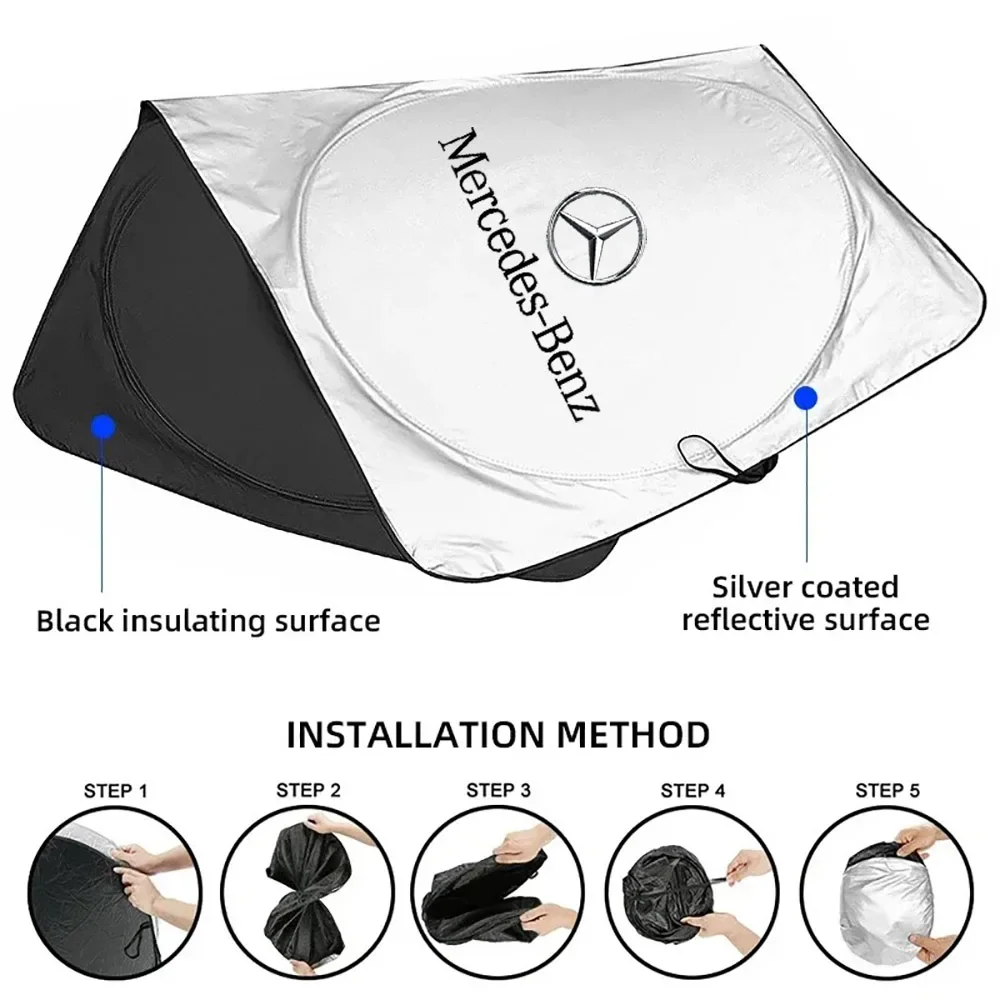 Car Windshield Sun Shade Visor UV Protection Shield For Mercedes Benz AMG W203 W206 W220 W205 W211 W212 GLE GLC GLK GLS W222