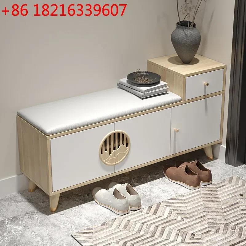 TAO  Shoe changing stool for household use, solid wood shoe stool for door entry, seated shoe cabinet storage stool