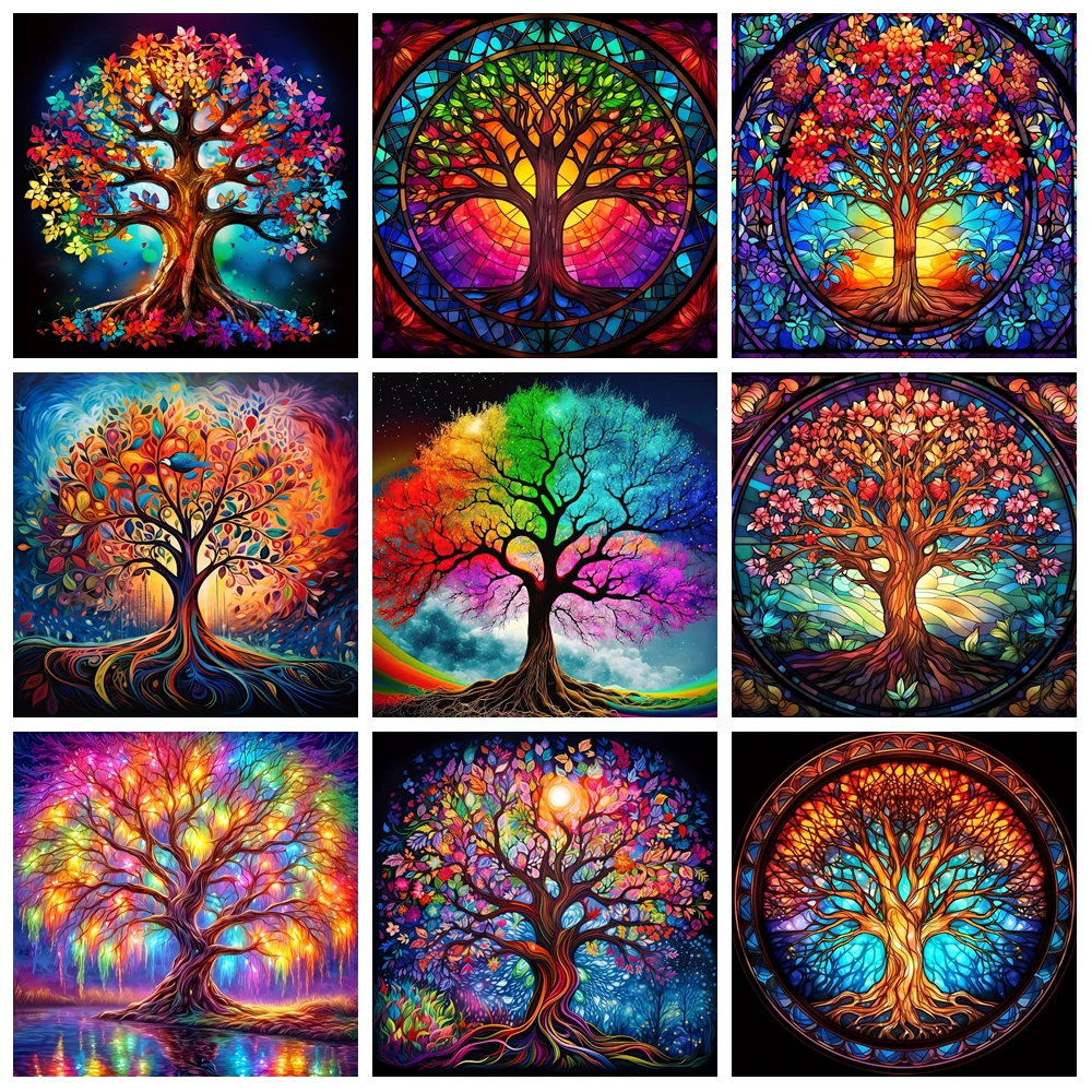 Bunte Landschaft Diamant Malerei Baum des Lebens kreative Hobbys volle Runde Mosaik Stickerei Wand Dekor