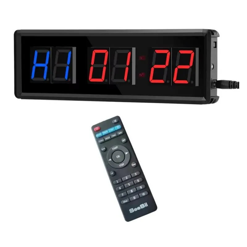 ABKO-Timer LED dengan Remote Control yang Dapat Diprogram, Timer Interval, Timer Garasi, Jam Latihan Olahraga, Timer Gym