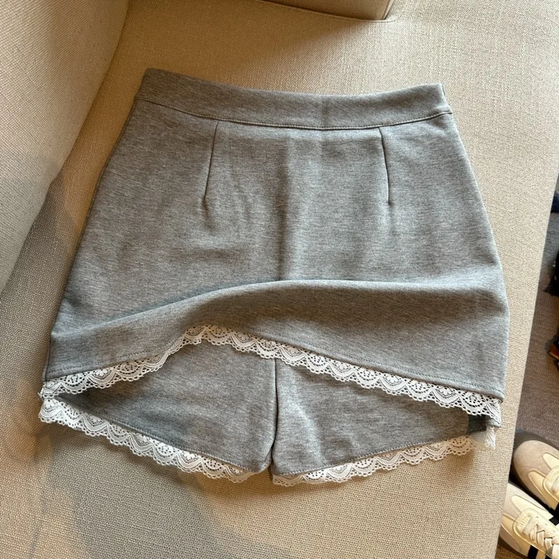 

Юбка А-силуэта с высокой талией, с кружевной отделкой, женская сексуальная короткая юбка, летняя, в стиле Pure Desire, утягивающая, средней длины