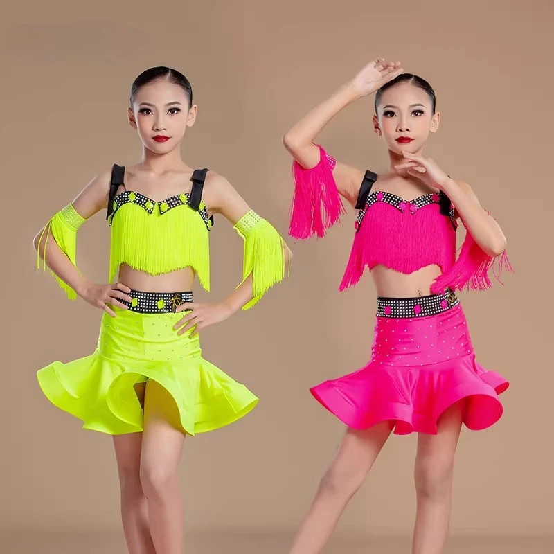 

2026 New Latin Performance Dance Dress Women Sexy Outdoor Ballroom Party Fringe Skirt Sport Practice Wear red Prom Evening Suit