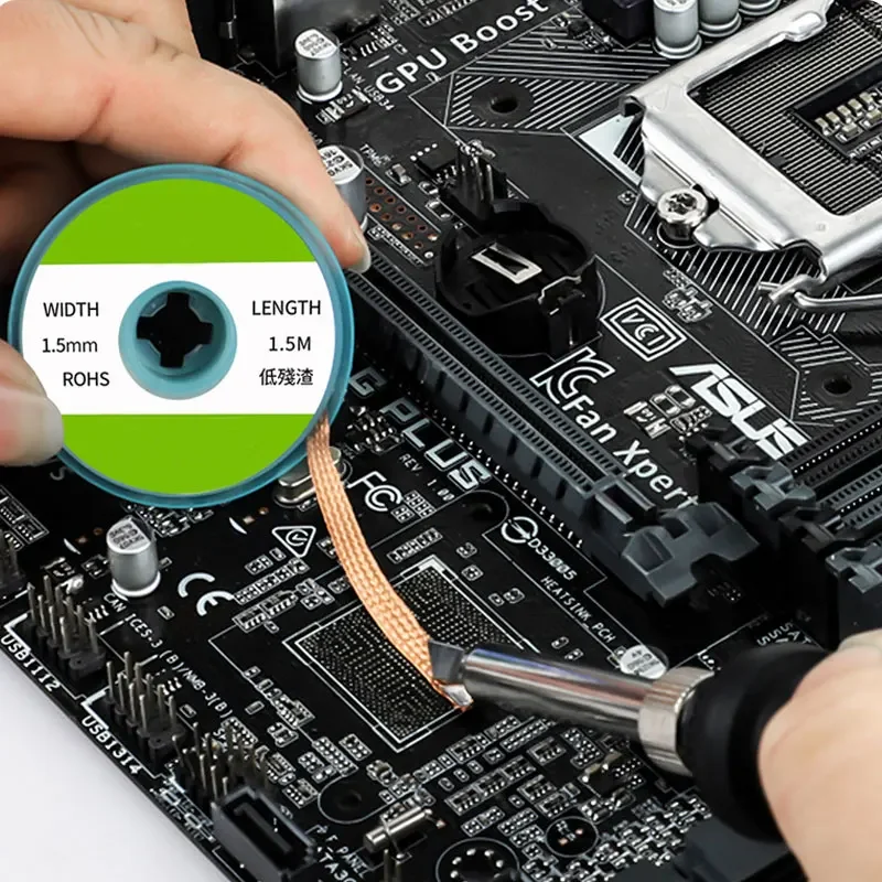 1 ~ 200 шт. фитиль для распайки, оплетка, сварочный припой, ширина 1,5 мм, 2 мм, 2,5 мм, 3 мм, 3,5 мм, 4 мм, съемник проволоки, свинцовый шнур, флюс, инструмент для ремонта BGA