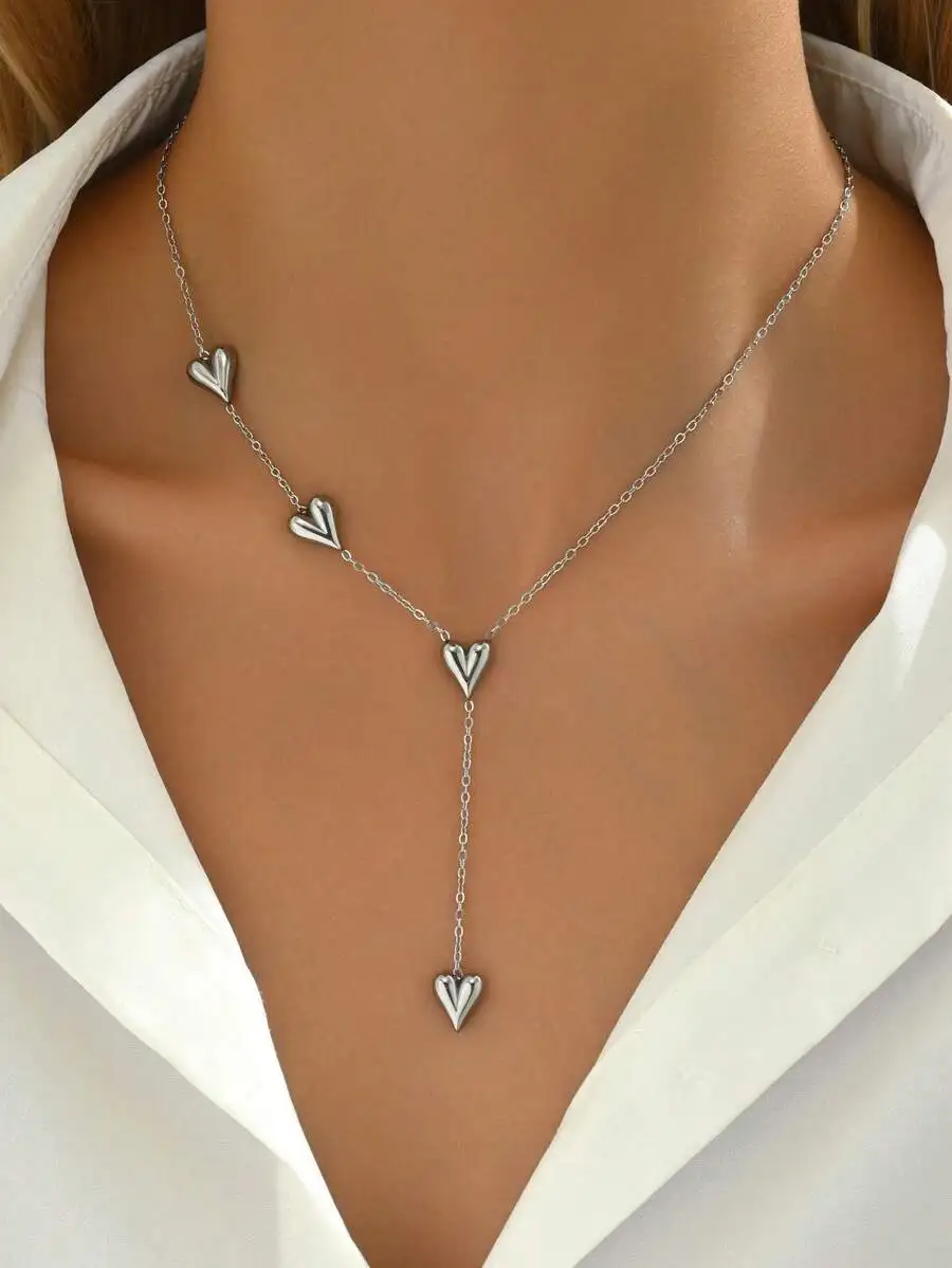 LIEBEIRIS 1 Pieza Collar Minimalista de Acero Inoxidable con Forma de Corazón 3D Chapado en Oro de 18k, Regalo para San Valentín, Mamá, Día de la Madre
