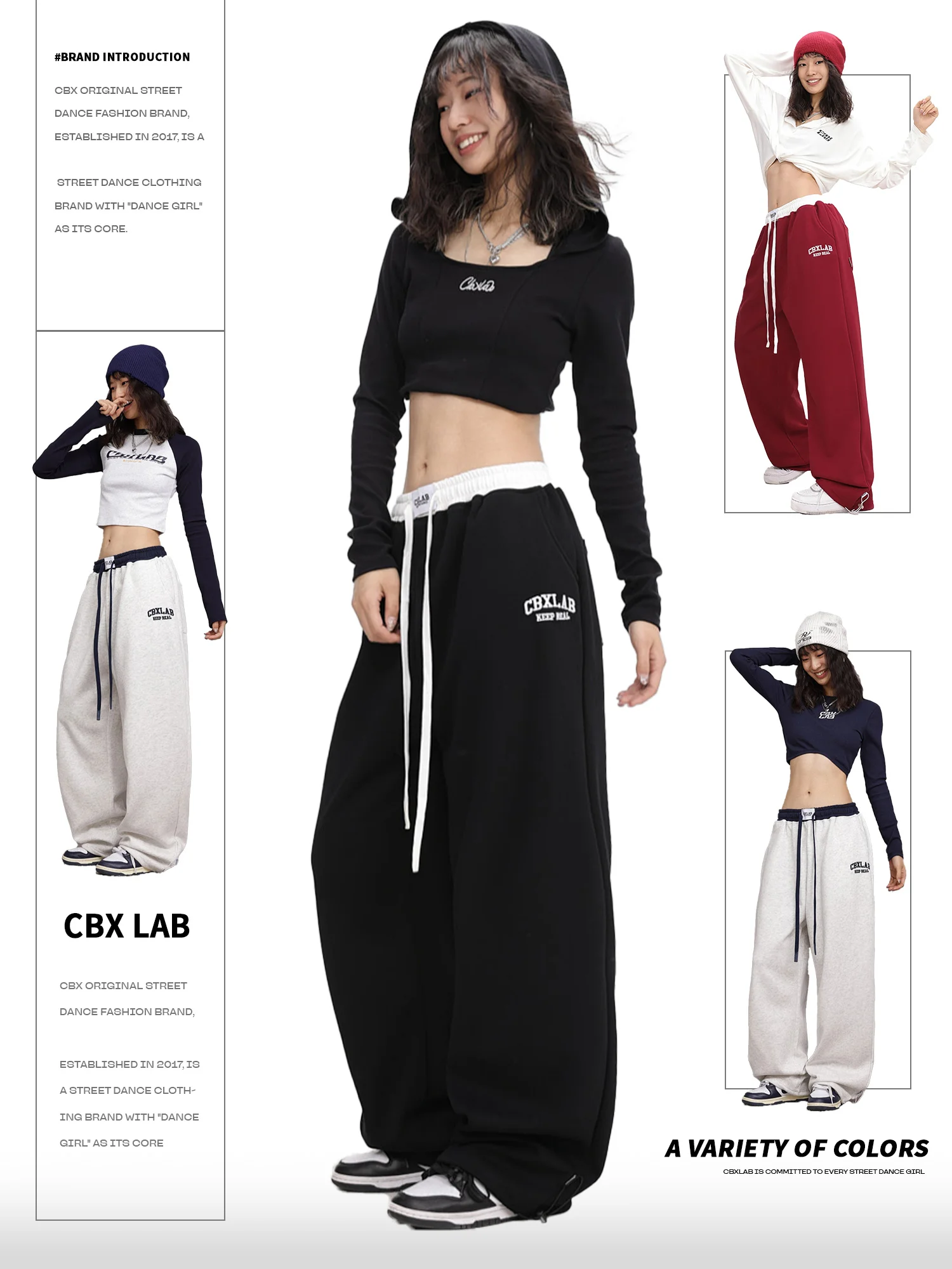 

CBXLAB Street Dance Women's Multicolor hip-hop sports pants versatile jazz dance loose elastic casual pants