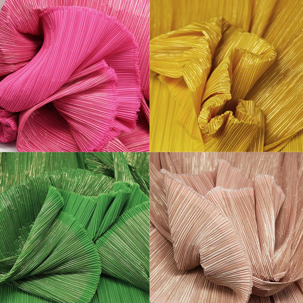 145x50cm Miyake Pleated Fabric Moldable Hot Stamping Creased Textile for Large Paper Flower Wedding Arch Party Layout Decor Wait