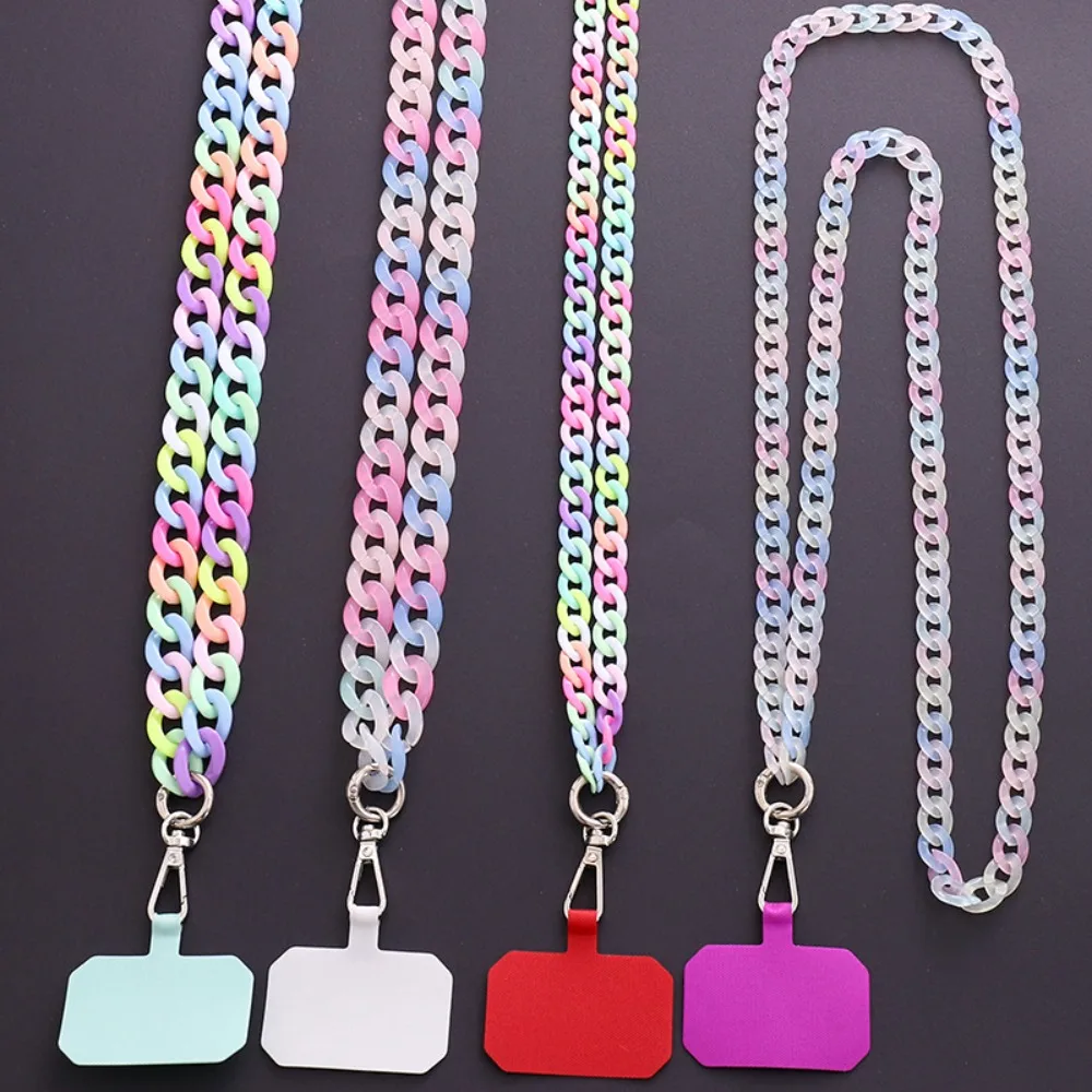 Fashion 120CM Acrylic Phone Lanyard Keychain Colorful Phone Chain Straps Anti-lost Rope Phone Accessories