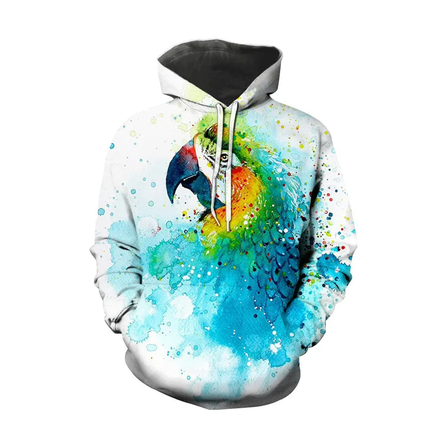 Autumn Parrot Bird 3D Print Hoodies Men Women Fashion Oversized Hoodie Pullovers Hooded Sweatshirts Male Tracksuits Man Clothing