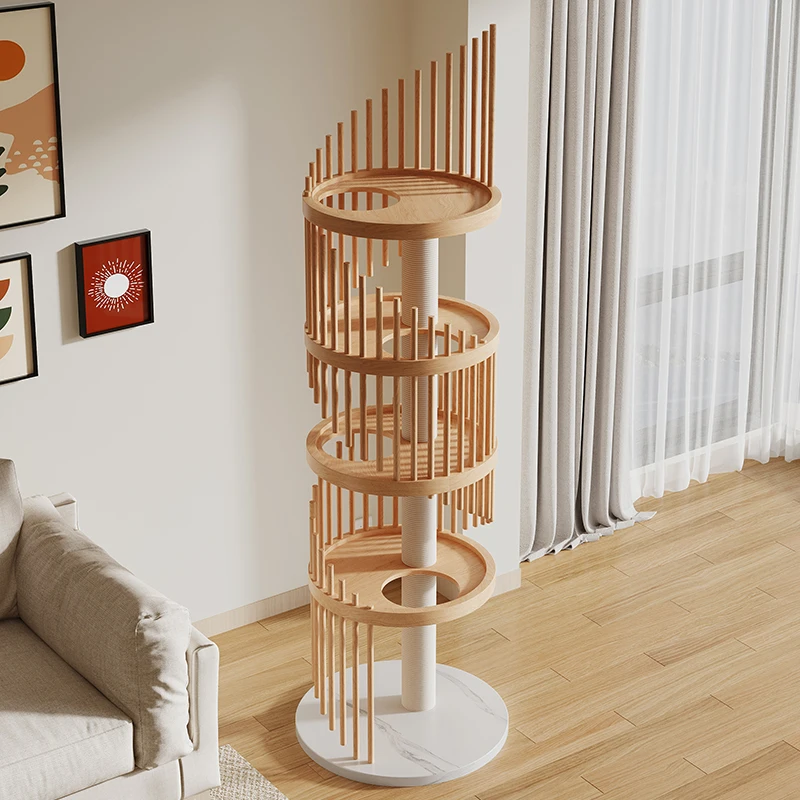 

Modern Luxury Cat Tree House Cozy Hideaway Scratching Posts Wooden Cat Furniture Large Classic Style Luxury Carton Packaging