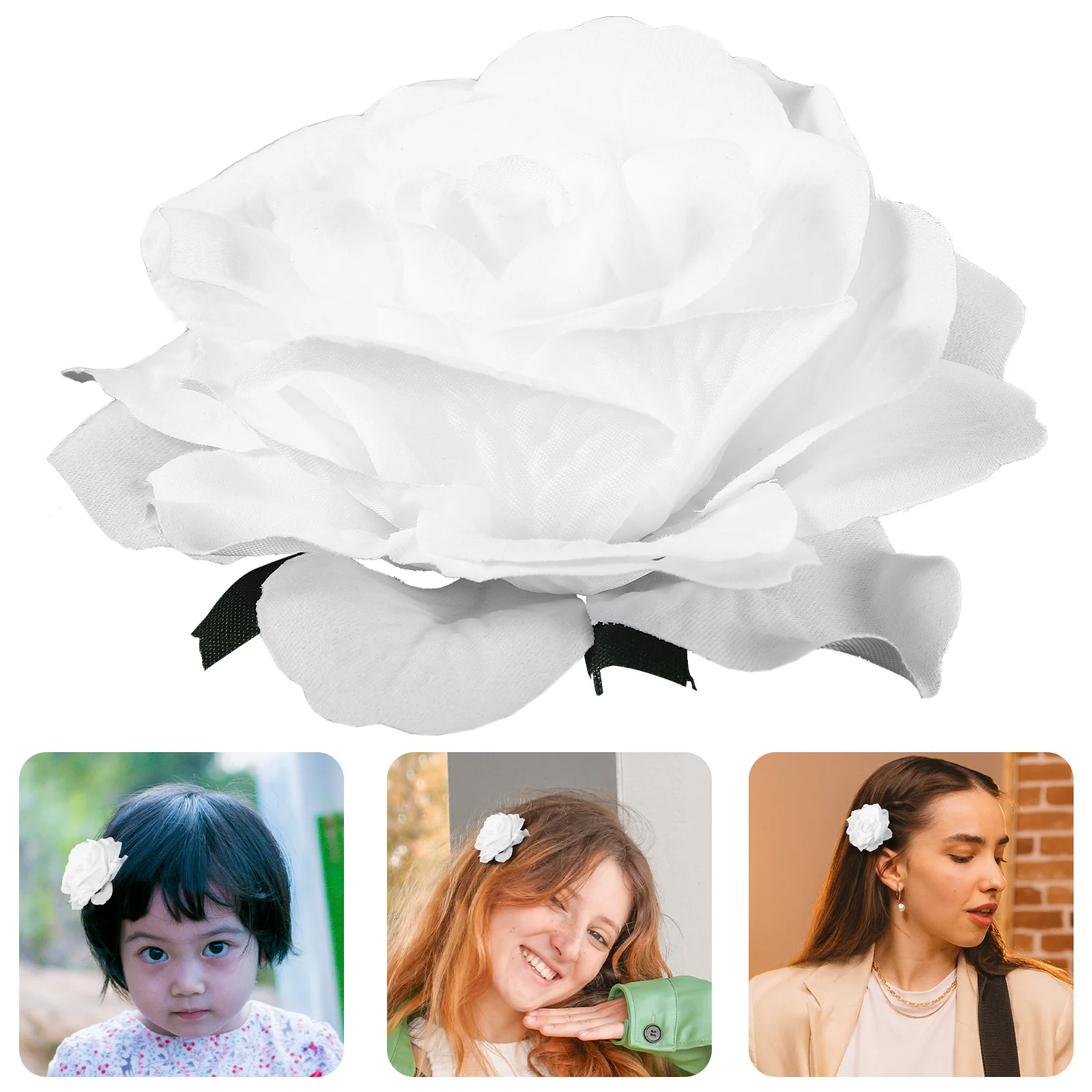 1pcs Big Flower Hair Clip Flower Hairpin Rose Hair Clips For Women Brooch Pin Design Party Wedding Decoration White