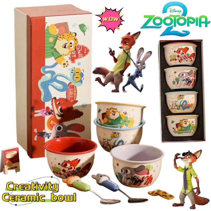 

Zootopia Judy Hopps Nick Wilde Anime merchandise creative cartoon ceramic bowl home high-value rice bowl tableware set souvenir
