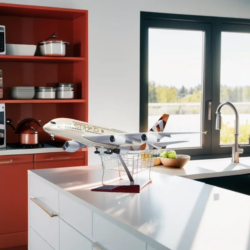 

Airbus 380 Planes Model Kits Toys 1:160 Scale Model Airplane Etihad 47CM Diecast Airplane for Adults with Light(Touch or Sound