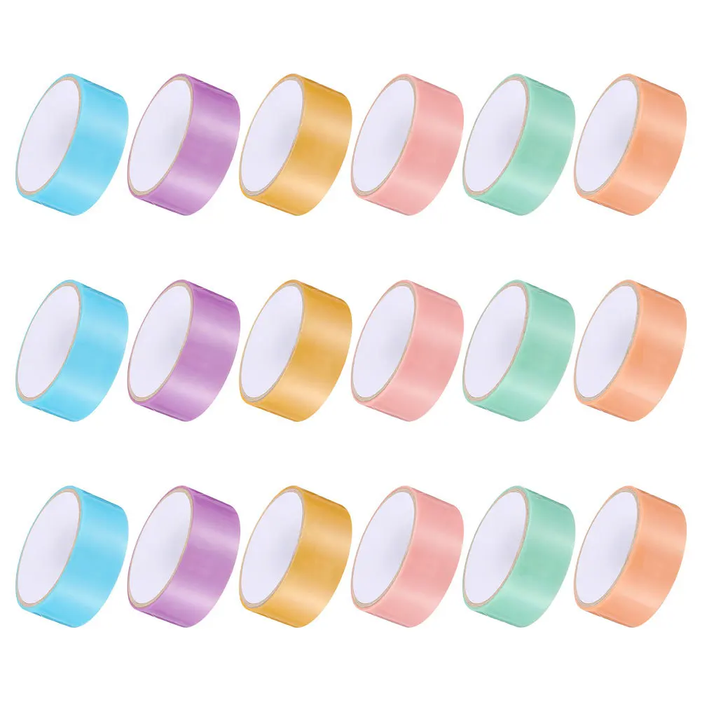 18 لفة من أشرطة الكرات اللاصقة الملونة النابضة بالحياة لمجلات الصياغة اليدوية وأجهزة الكمبيوتر المحمولة لاصقة قوية وسهلة الاستخدام