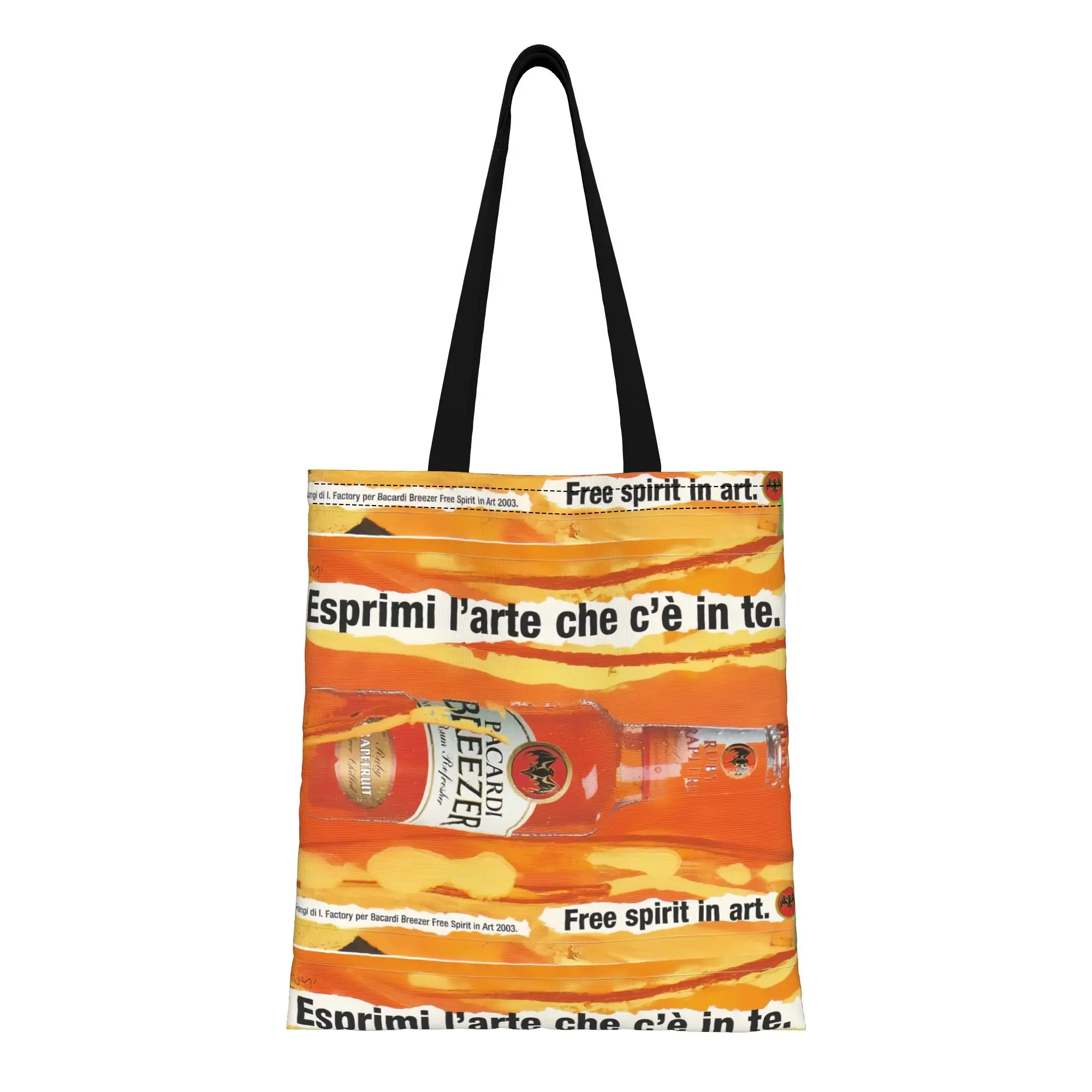 

Сумка-шоппер bBacardi Free Spirit in Art Italian Ad Canvas Tote Bag, идеально подходит для покупок, путешествий, активного отдыха, прочная сумка через плечо