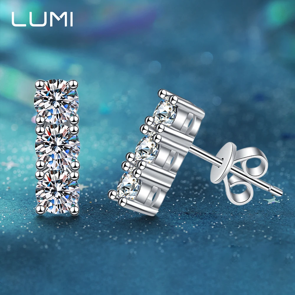 

Trendy 925 Silver Stud Earrings D color Moissanite - Super Beautiful Female Ear Buckles Luxury Party Wedding Jewelry