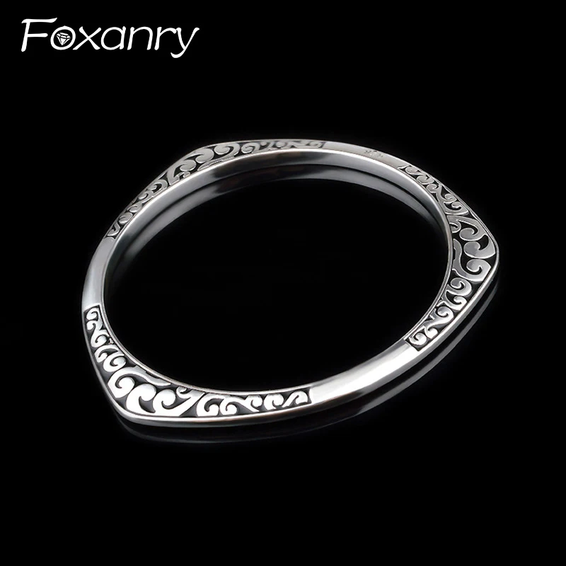 Foxanry Silver Color Irregular Triangle Geometric Bracelet For Women Couple Fashion Classic Personality Jewelry Accessories Gift