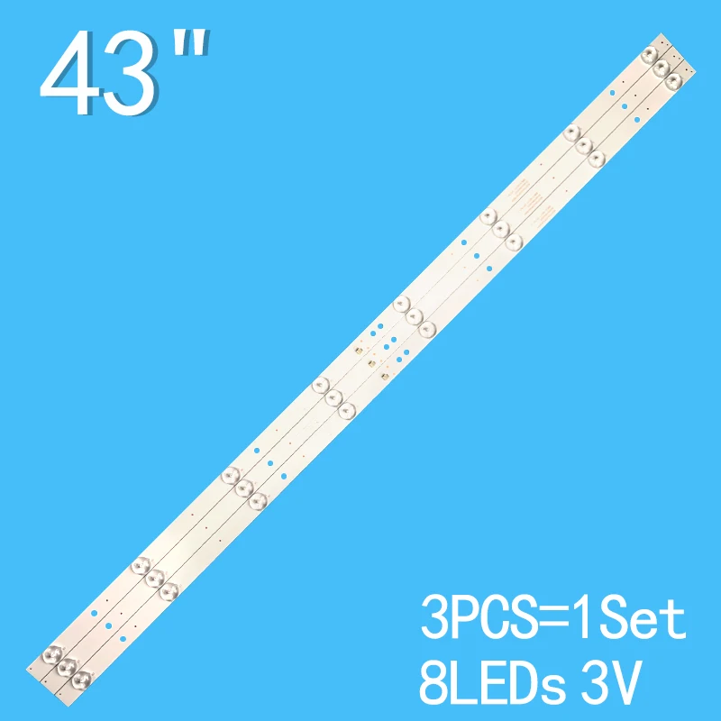 3V  820mm LED Backlight strip 8 lamp For Sanyo 43" TV K433030T030864J-REV1.1W 43CE1230 43BS3700