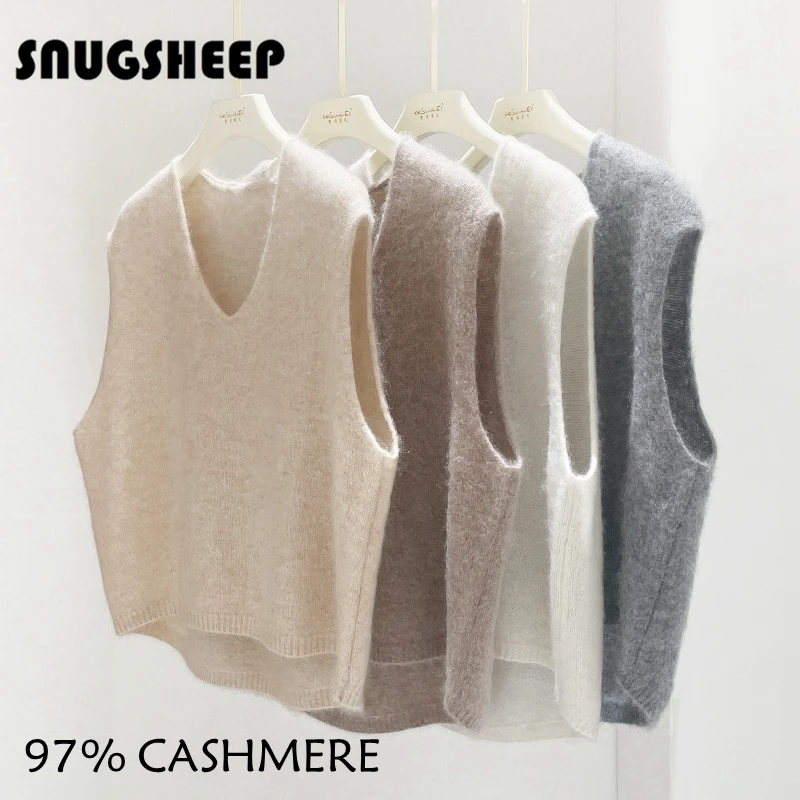 women gilet fashion cashmere top autumn new womens sweater korean style ladies knit clothes v neck aesthetic beige outwear chic