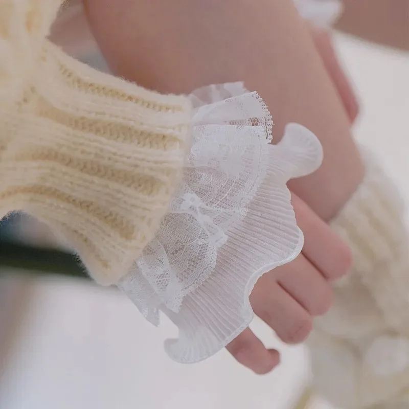 1Pair Detachable Fake Sleeves Spring Autumn Wild Sweater Decorative Sleeves Lace Ruffles Elbow Sleeve Cuff universal Fake Cuff