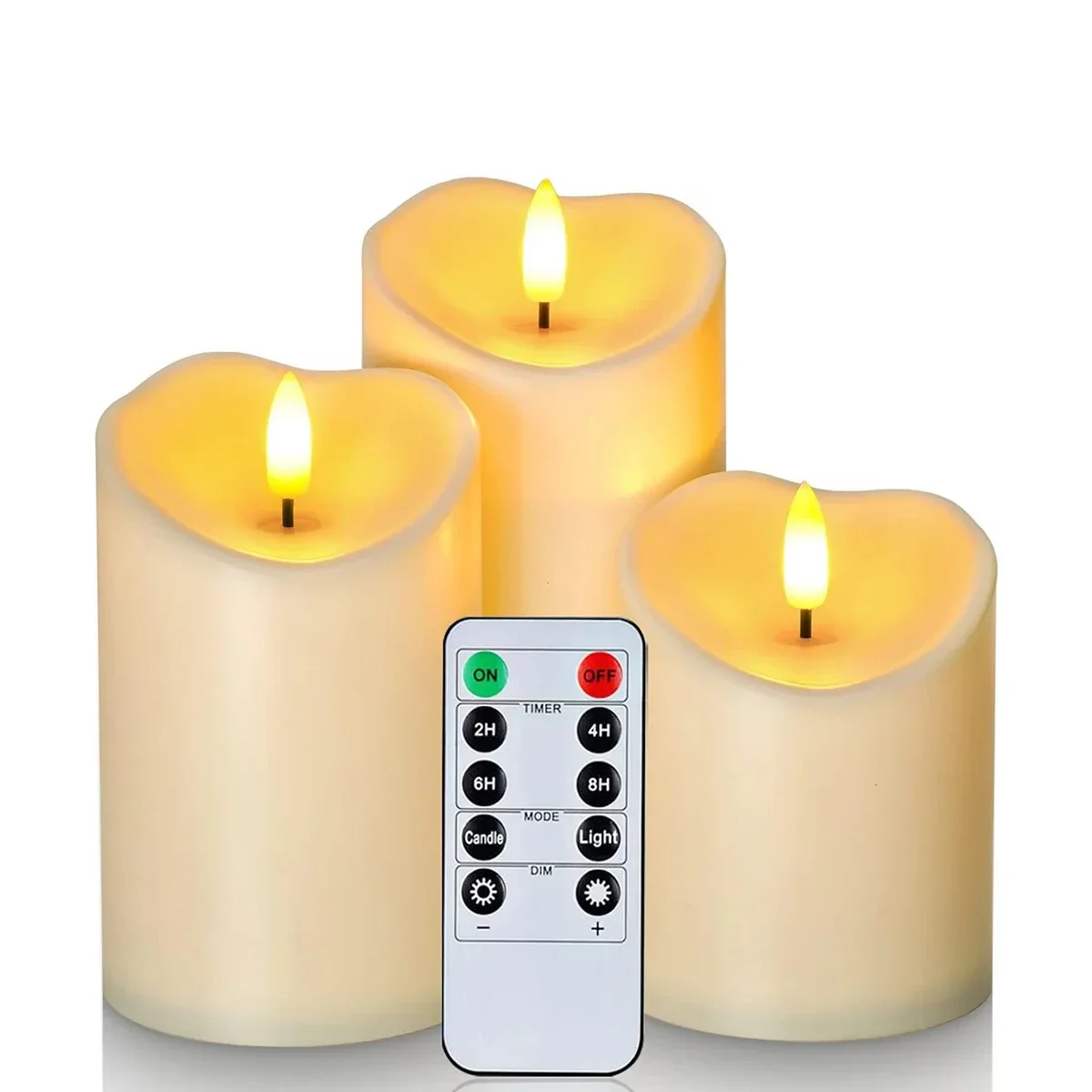 Battery Operated Realistic Flickering Flameless LED Candles, LED Pillar Candles for Weddings, Holiday Decorations, Parties