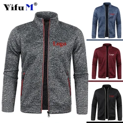 Custom Print Logo Men's Zipper Jacket Autumn Stand Collar Sweatshirts Long Sleeve Casual Coats Streetwear Male Fleece Sweater