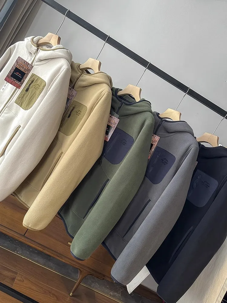 

ex Свободный крой с капюшоном на подкладке Jaet, осенне-зимняя верхняя одежда, теплое пальто для пар, повседневное удобное пальто