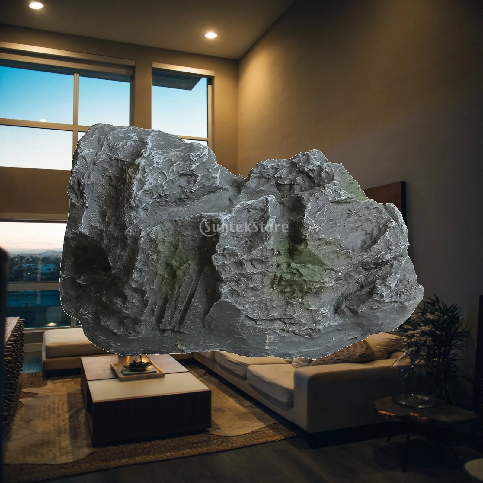 Textured Faux Boulder Industrial Stone Decor Fiberglass Art for Outdoor Stage Photography Set