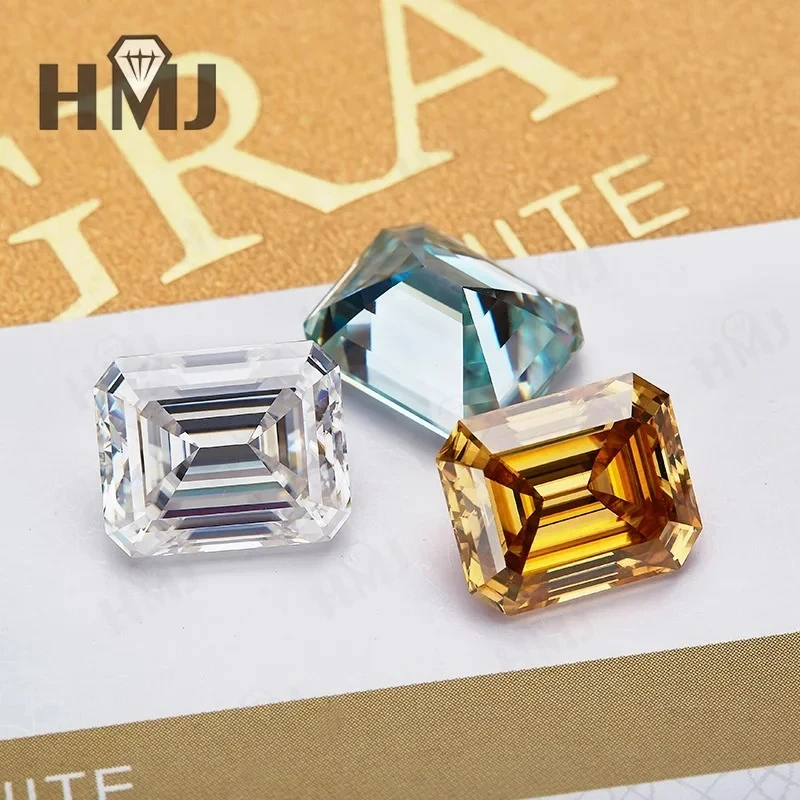 Emerald Cut Moissanite Loose Stone 7x10mm D Color VVS1 Lab Grown Pass Diamond Tester DIY Jewelry Making Materials Wholesale