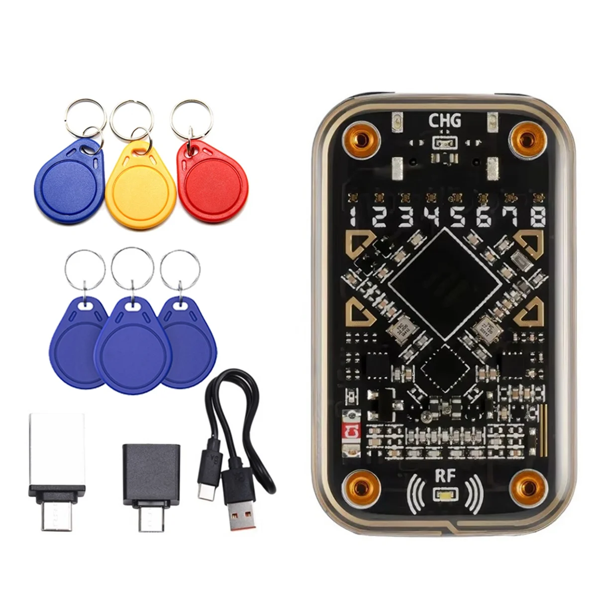 A93P Chameleon Ultra Contactless Smart Card Emulator RFID Smart Chip Reader+3xCUID/UID Keychain Compliant to NFC Read Writer