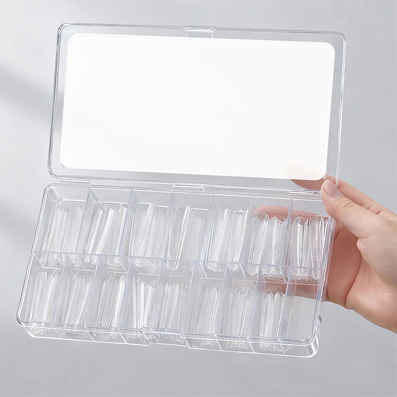 240PCS Dual Nail Forms Sandwich Design Coffin Almond 14 Sizes Reusable Top Bottom Mold Nail Extension Tool