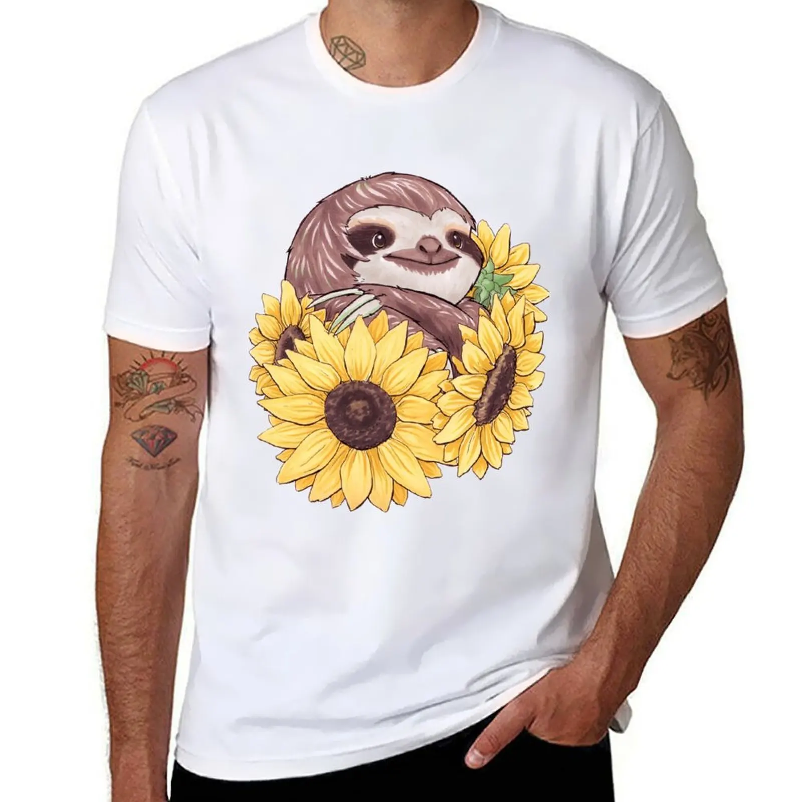 

Sunflower Sloth T-Shirt t shirt man casual t shirts for man slim fit T-Shirt