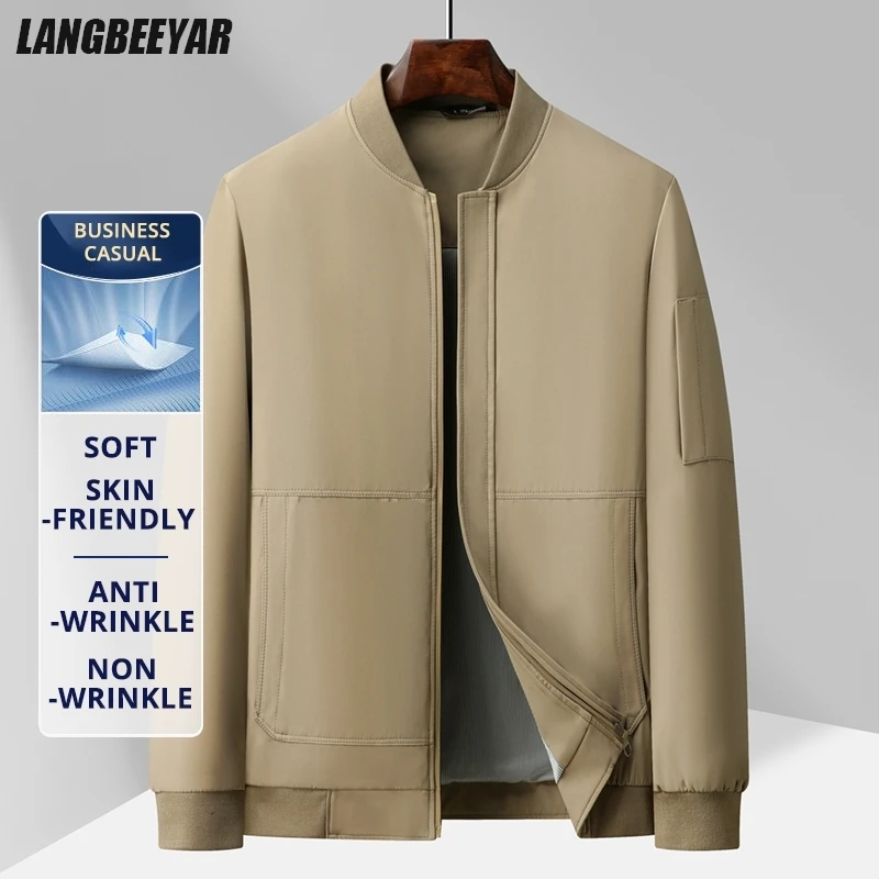 

Top Grade Anti Wrinkle New Men Business Casual Baseball Collar Brand Loose Blazer Jacket Windbreaker Autumn Lightweight Coats