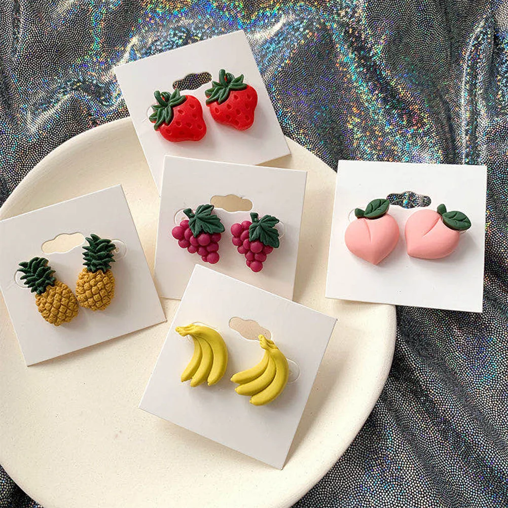 

3 Pairs Fruit Earrings Casual Women Studs Three-dimensional Dating Shape Fashion