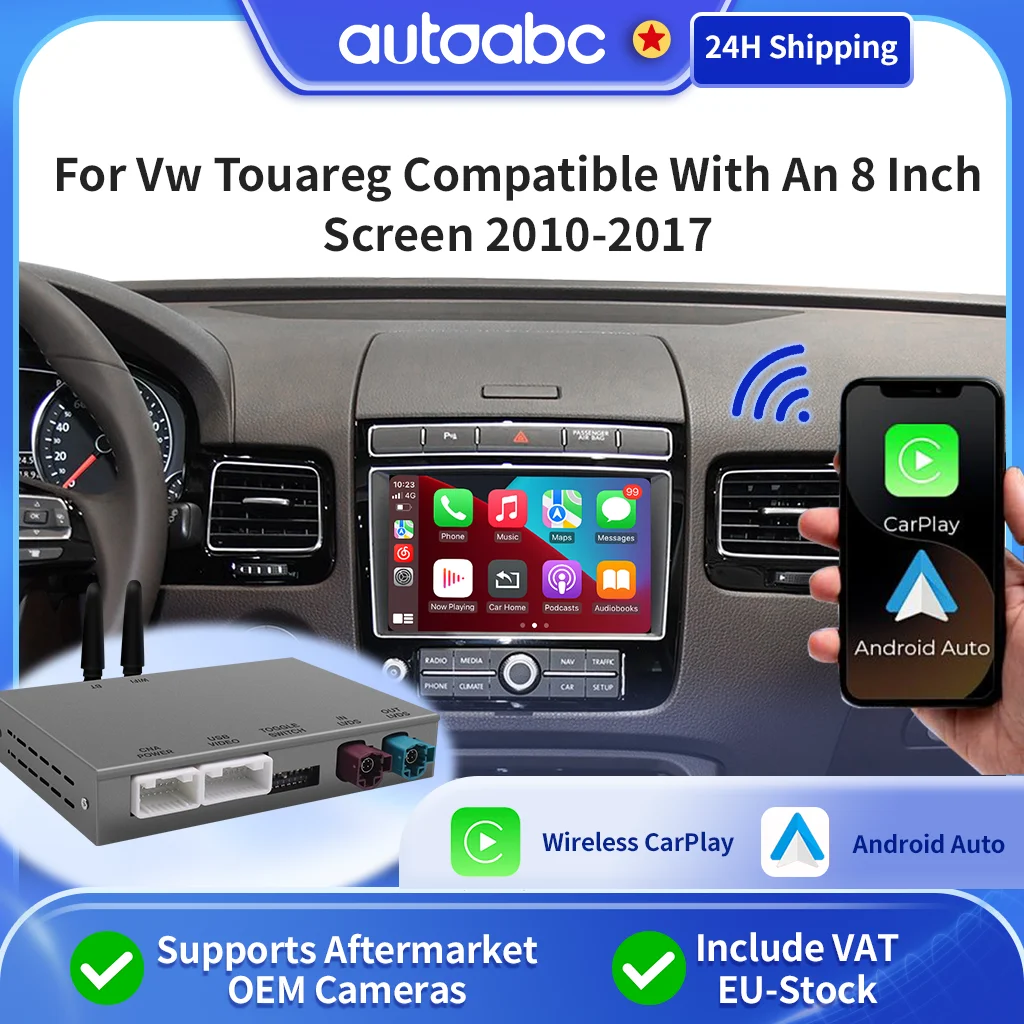 Module de rétrofit sans fil CarPlay Android Auto Airplay pour écran Volkswagen 8'' Touareg RNS850 2010-2017 Navigation Mirror Link
