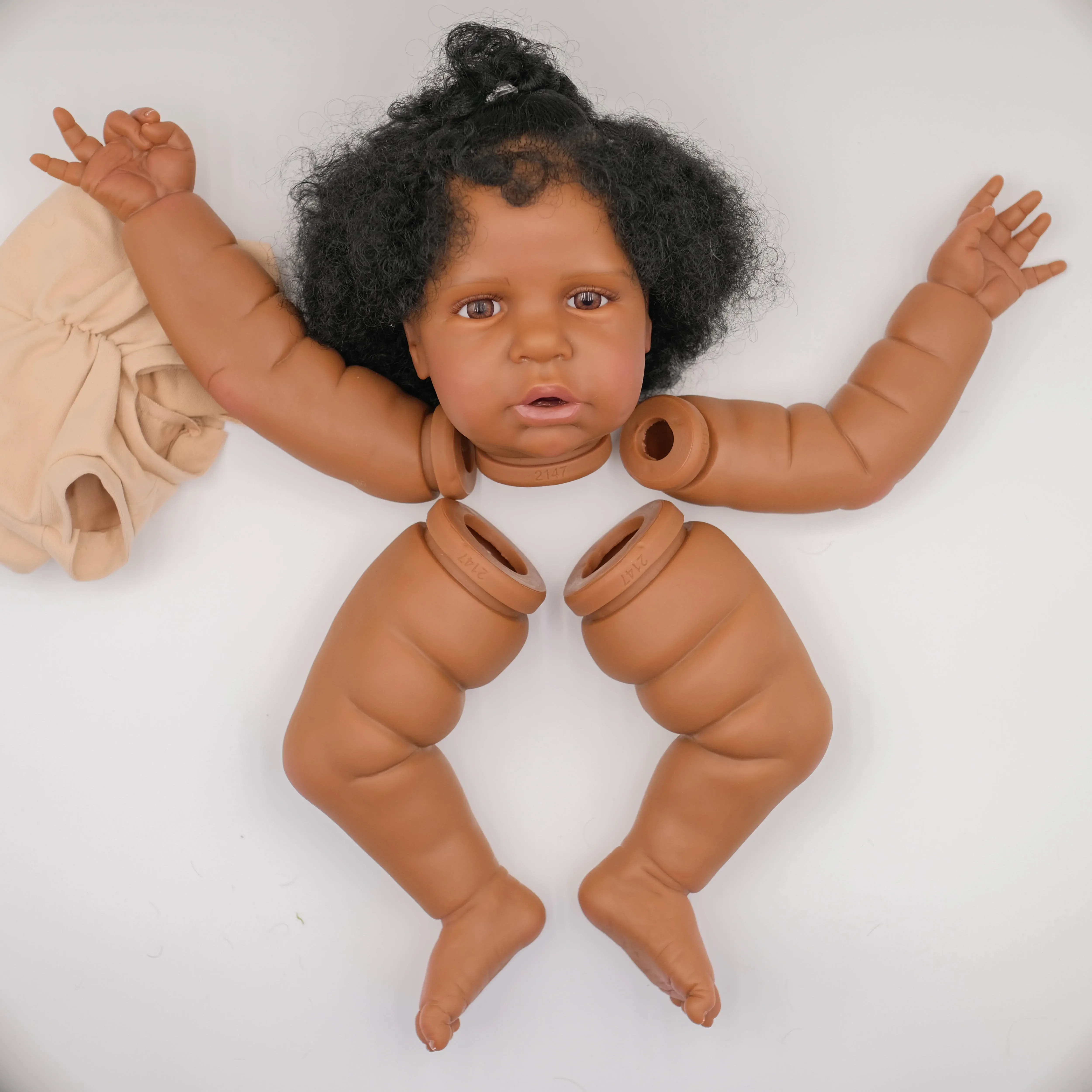 NPK 24inch Magrot Dark Brown Skin Reborn Baby Doll Size Already Painted Lifelike Soft Touch Flexible finished Doll Parts