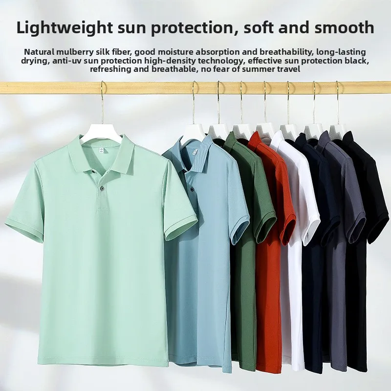 Summer New Polo Shirt Men 3 ButtonsCasual WorkT Shirts Quick Dry Short Sleeve GolfShirt High Quality Plus Size  Polo Shirt