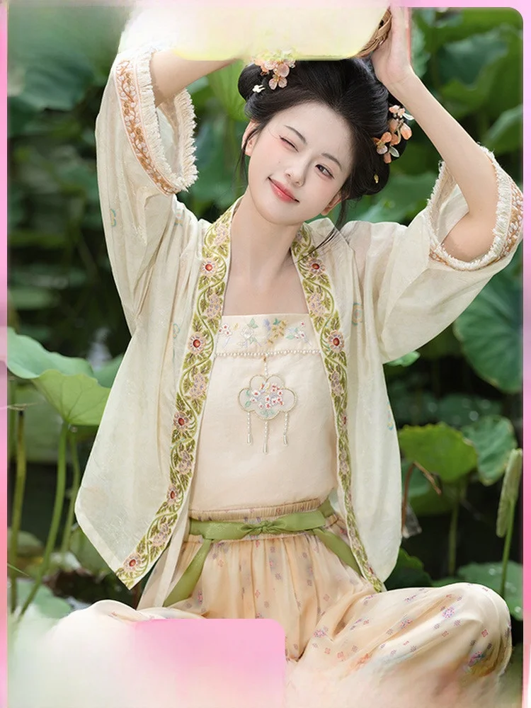 

Original Improved Lantern Pants Set Daily Commute Women's Sle Summer Hanfu High Waist Long Legs Asymmetric Design