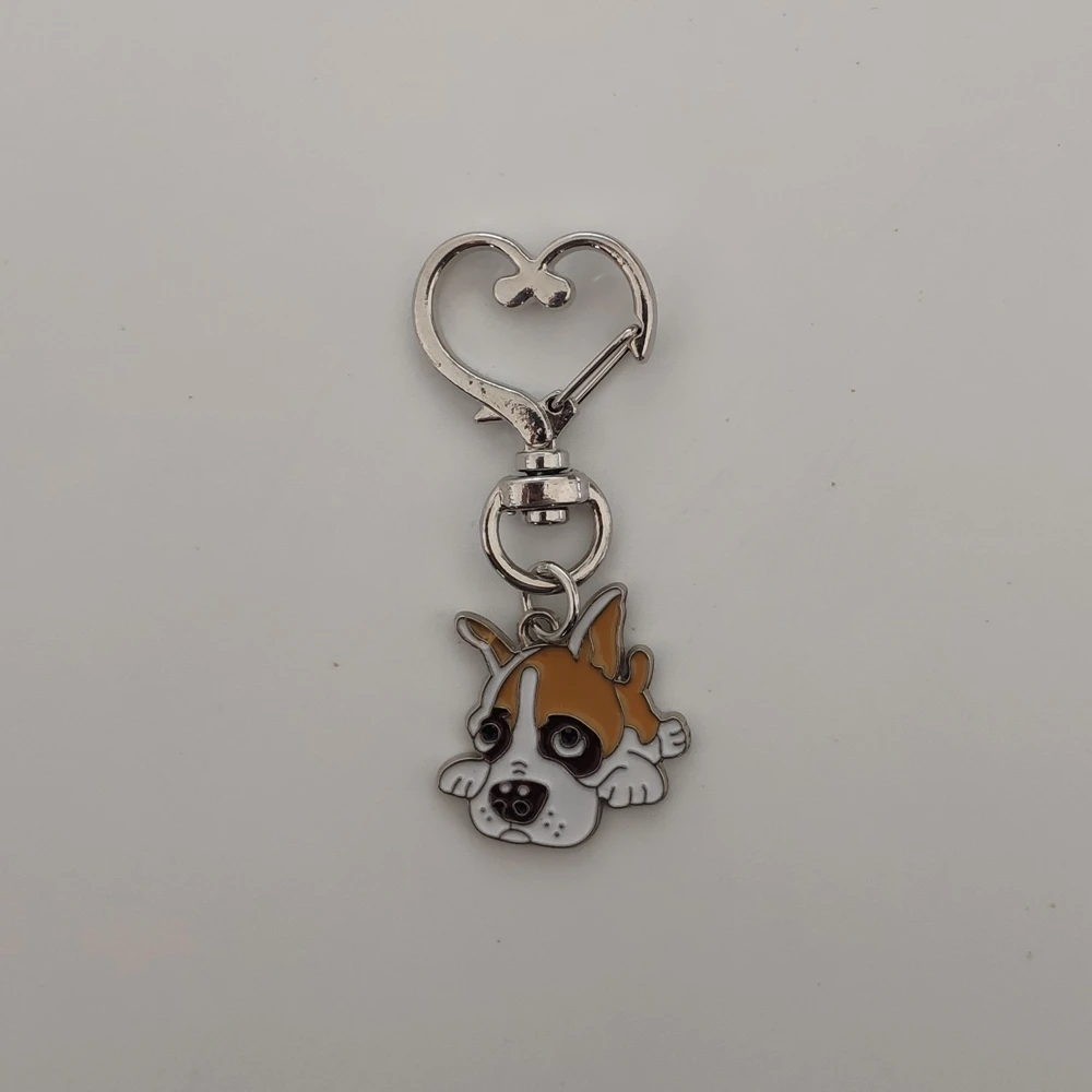 Boxer Shih Tzu Dog Keychain Animal French Bulldog Chow Chow Rotatable Key Ring Pet Lover Gift