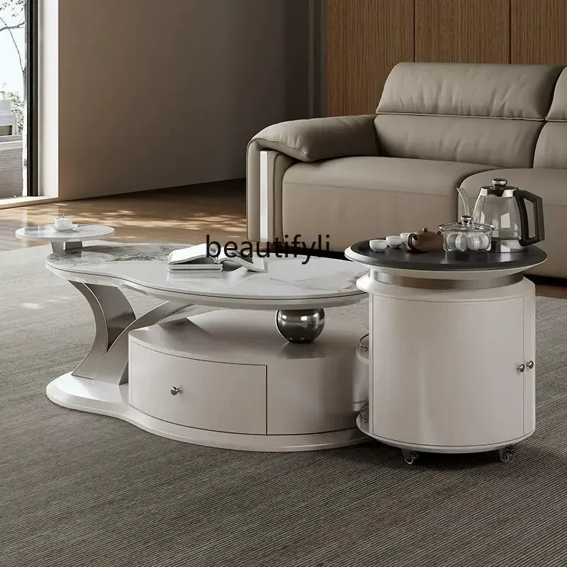 

yh Modern light luxury Kung Fu tea table rock slab surface living room home, mobile combination tea tableA16