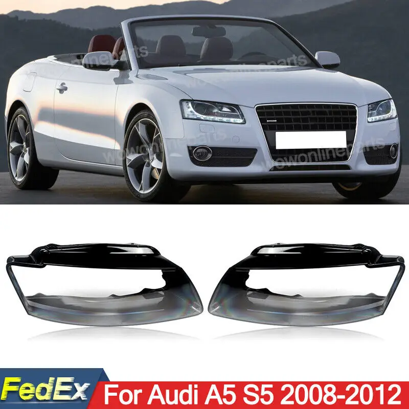 

Подходит для Audi A5 S5, крышка для фар Quattro S Line Luxury Base 2008 2009 2010 2011 2012, левая и правая крышка фары, прозрачная линза