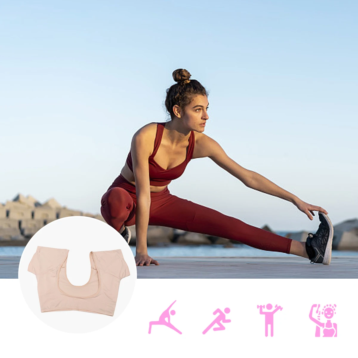 

Женский жилет с защитой от пота, впитывающий подушечки для подмышек, 12, многоразовая дышащая эластичная майка из спандекса для летних тренировок