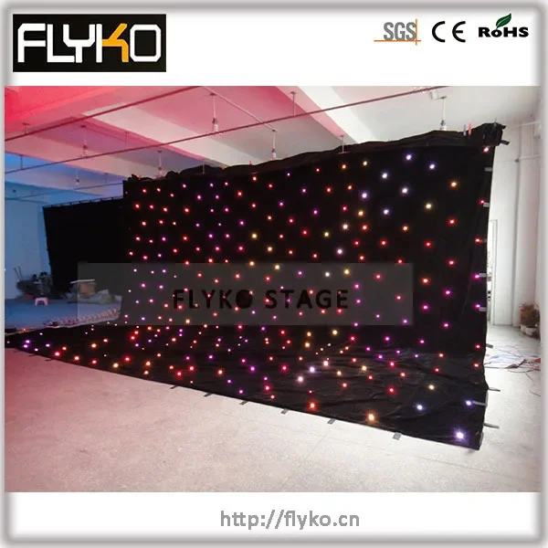 6X8M rgb3in1 full color stars cloth stage LED Star Cloth Backdrop Star cloth Curtain for wedding event stage party dj bar