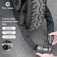 WEST BIKING Bicycle Chain Lock Carbon Steel 4 Digit Password Lock Outdoor Anti-Theft Scooter Bike Chain Lock Bike Accessories