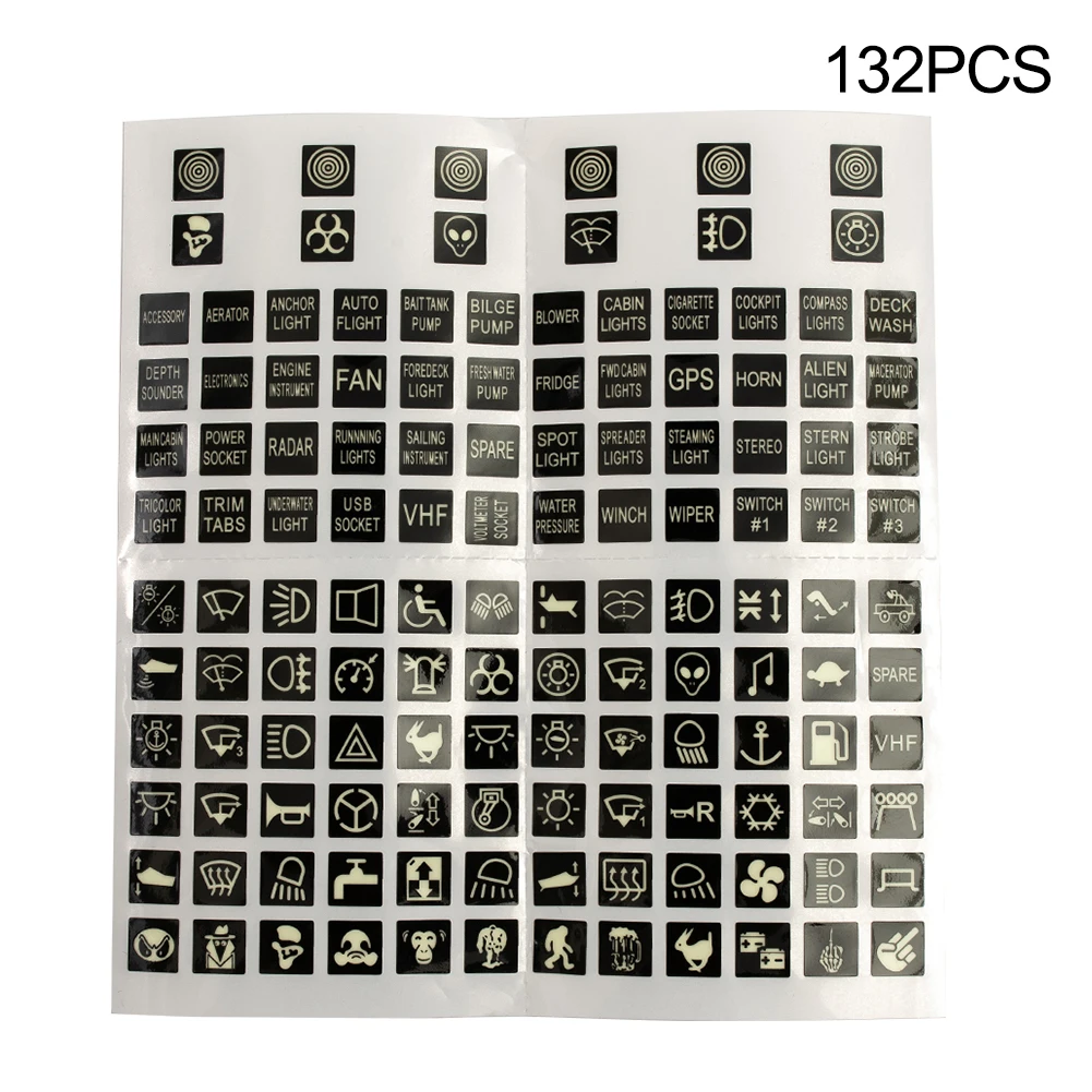 Car Sticker Labels Circuit Decal Glow Night Panel Parts Replacement Rocker 1 Sheet Sticker 132pcs Switch Truck