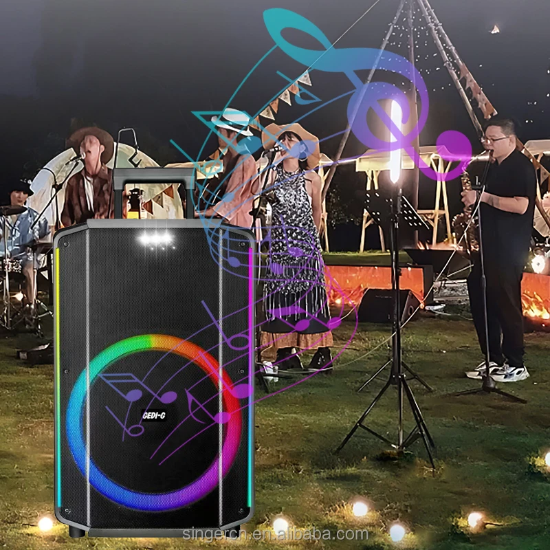 GD-1508 High Quality 15 Inch Outdoor Bluetooth Wireless Trolley Speaker Big Power Party Karaoke Portable Speaker