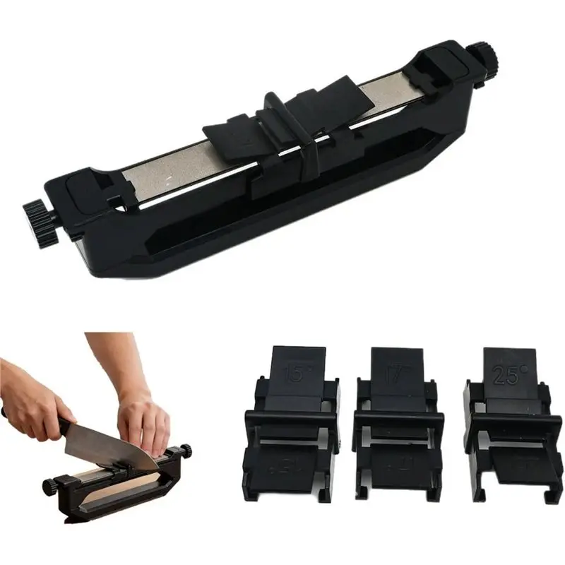 T21C Handheld Angle-Guided Knife Sharpener, Portable With 15°/17°/25° Adjustable Blades& 2 Whetstones Included